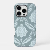 Rococo Damask Art I Duck Egg Blue+Teal iPhone Hoesje (Achterkant)