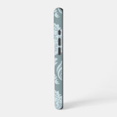 Rococo Damask Art I Duck Egg Blue+Teal iPhone Hoesje (Linkerkant)