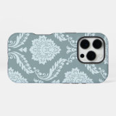Rococo Damask Art I Duck Egg Blue+Teal iPhone Hoesje (Achterkant horizontaal)