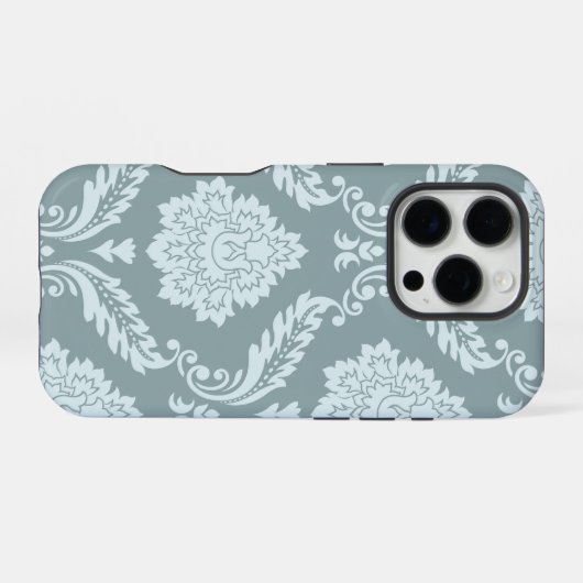 Rococo Damask Art I Duck Egg Blue+Teal iPhone Hoesje (Achterkant horizontaal)