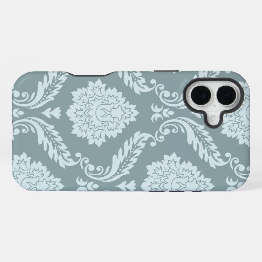 Rococo Damask Art I Duck Egg Blue+Teal iPhone Hoesje (Achterkant horizontaal)