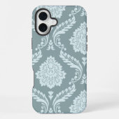 Rococo Damask Art I Duck Egg Blue+Teal iPhone Hoesje (Achterkant)