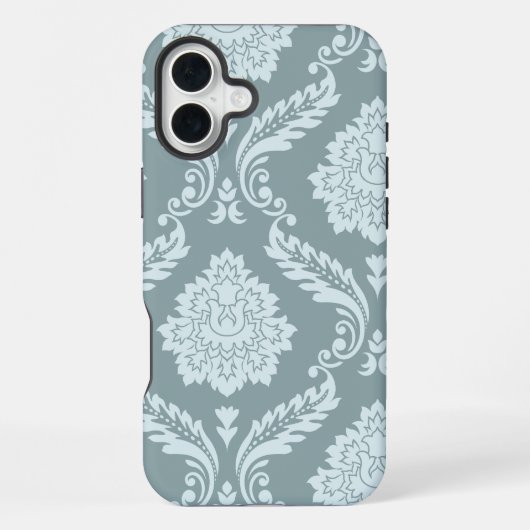 Rococo Damask Art I Duck Egg Blue+Teal iPhone Hoesje (Achterkant)