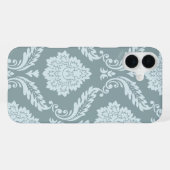 Rococo Damask Art I Duck Egg Blue+Teal iPhone Hoesje (Achterkant horizontaal)
