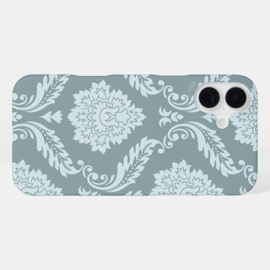 Rococo Damask Art I Duck Egg Blue+Teal iPhone Hoesje (Achterkant horizontaal)