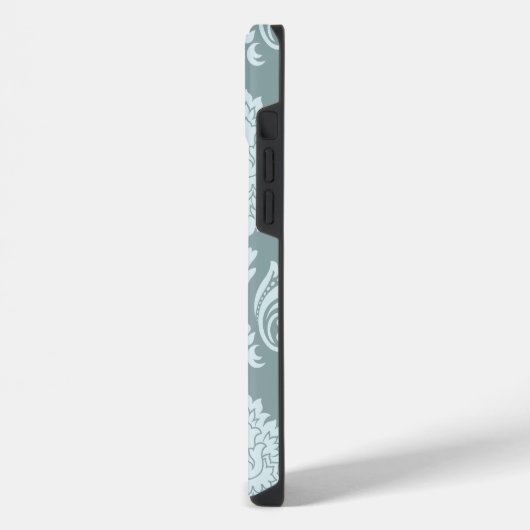 Rococo Damask Art I Duck Egg Blue+Teal iPhone Hoesje (Linkerkant)