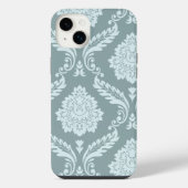 Rococo Damask Art I Duck Egg Blue+Teal iPhone Hoesje (Achterkant)