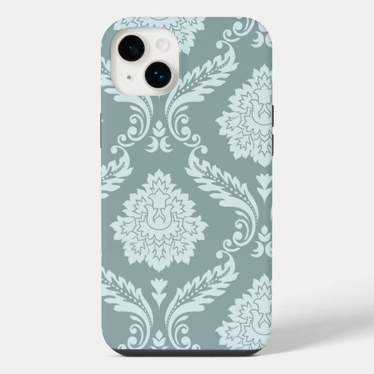 Rococo Damask Art I Duck Egg Blue+Teal iPhone Hoesje (Achterkant)
