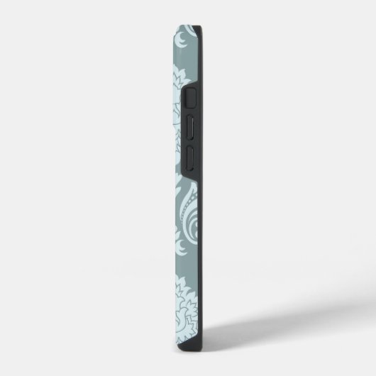 Rococo Damask Art I Duck Egg Blue+Teal iPhone Hoesje (Linkerkant)