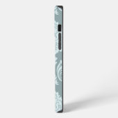 Rococo Damask Art I Duck Egg Blue+Teal iPhone Hoesje (Linkerkant)