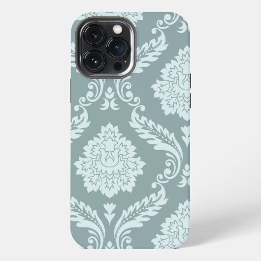 Rococo Damask Art I Duck Egg Blue+Teal iPhone Hoesje (Achterkant)