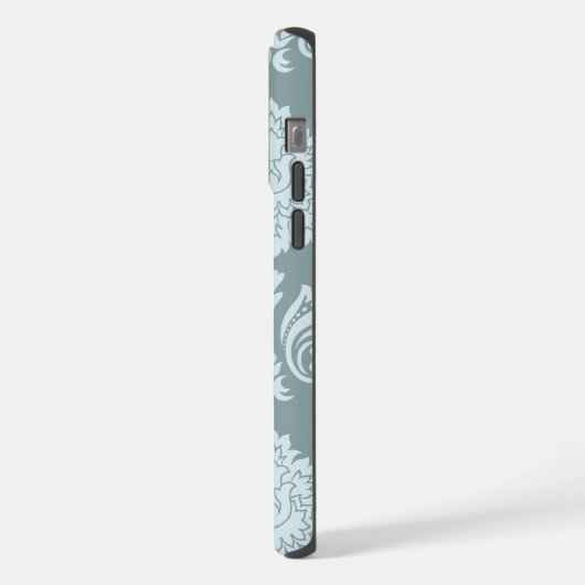 Rococo Damask Art I Duck Egg Blue+Teal iPhone Hoesje (Linkerkant)