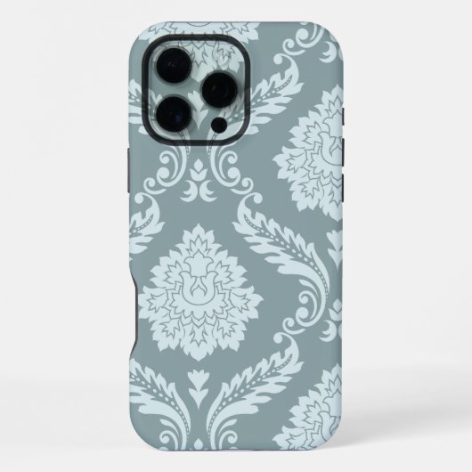 Rococo Damask Art I Duck Egg Blue+Teal iPhone Hoesje (Achterkant)