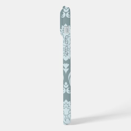 Rococo Damask Art I Duck Egg Blue+Teal iPhone Hoesje (Linkerkant)