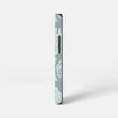 Rococo Damask Art I Duck Egg Blue+Teal iPhone Hoesje (Linkerkant)