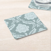 Rococo Damask Art I Duck Egg Blue+Teal Kartonnen Onderzetters (Schuin)