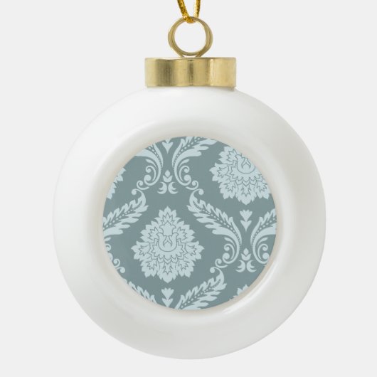 Rococo Damask Art I Duck Egg Blue+Teal Keramische Bal Ornament (Voorkant)