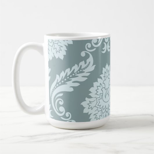 Rococo Damask Art I Duck Egg Blue+Teal Koffiemok (Links)
