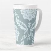 Rococo Damask Art I Duck Egg Blue+Teal Latte Mok (Rechterhoek)