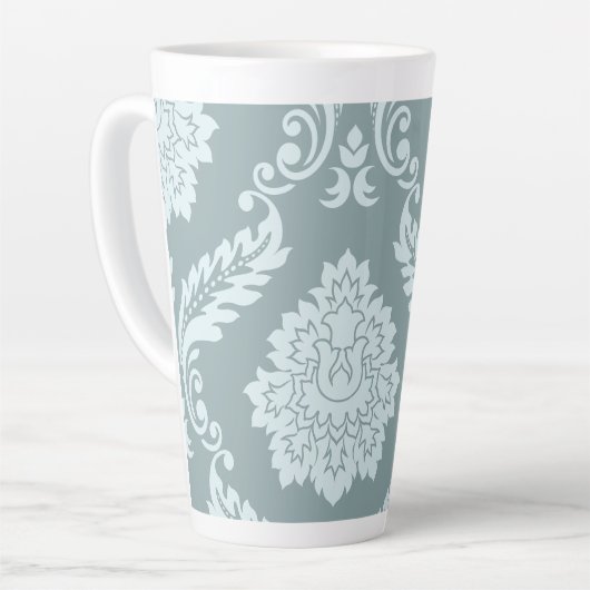 Rococo Damask Art I Duck Egg Blue+Teal Latte Mok (Linkerhoek)