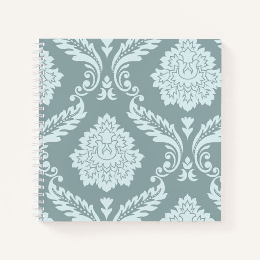 Rococo Damask Art I Duck Egg Blue+Teal Notitieboek (Voorkant)
