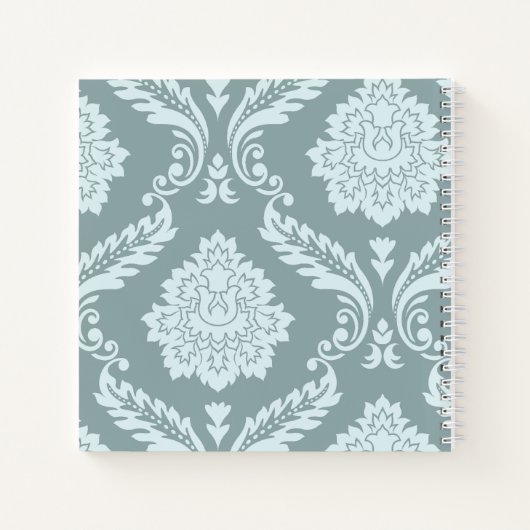 Rococo Damask Art I Duck Egg Blue+Teal Notitieboek (Achterkant)