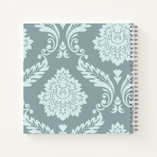 Rococo Damask Art I Duck Egg Blue+Teal Notitieboek (Achterkant)