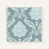 Rococo Damask Art I Duck Egg Blue+Teal Notitieboek (Voorkant)