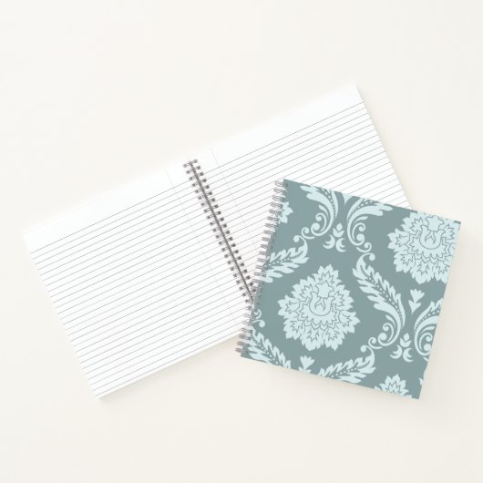 Rococo Damask Art I Duck Egg Blue+Teal Notitieboek (Binnen)