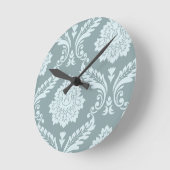 Rococo Damask Art I Duck Egg Blue+Teal Ronde Klok (Hoek)