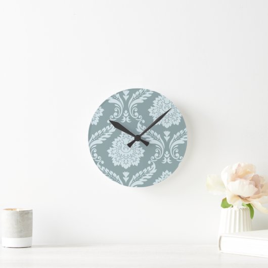Rococo Damask Art I Duck Egg Blue+Teal Ronde Klok (Huis)