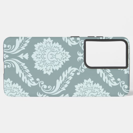Rococo Damask Art I Duck Egg Blue+Teal Samsung Galaxy Hoesje (Achterkant horizontaal)