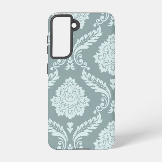 Rococo Damask Art I Duck Egg Blue+Teal Samsung Galaxy Hoesje (Achterkant)