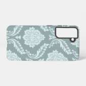 Rococo Damask Art I Duck Egg Blue+Teal Samsung Galaxy Hoesje (Achterkant horizontaal)