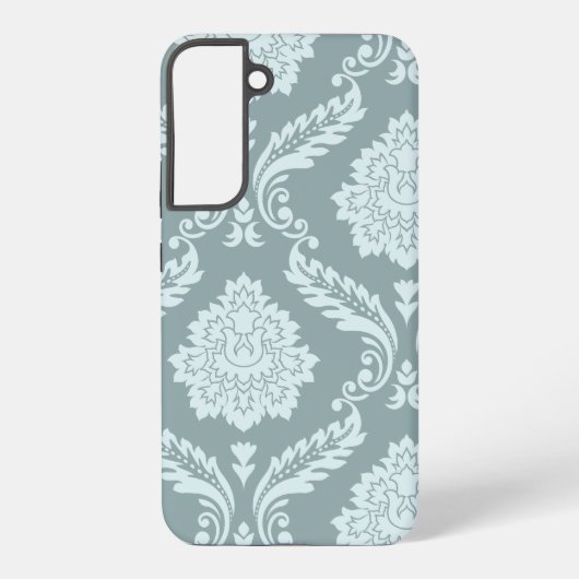 Rococo Damask Art I Duck Egg Blue+Teal Samsung Galaxy Hoesje (Achterkant)