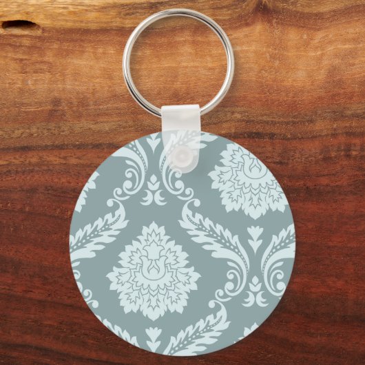 Rococo Damask Art I Duck Egg Blue+Teal Sleutelhanger (Achterkant)