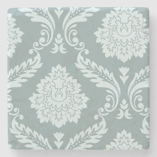 Rococo Damask Art I Duck Egg Blue+Teal Stenen Onderzetter (Voorkant)
