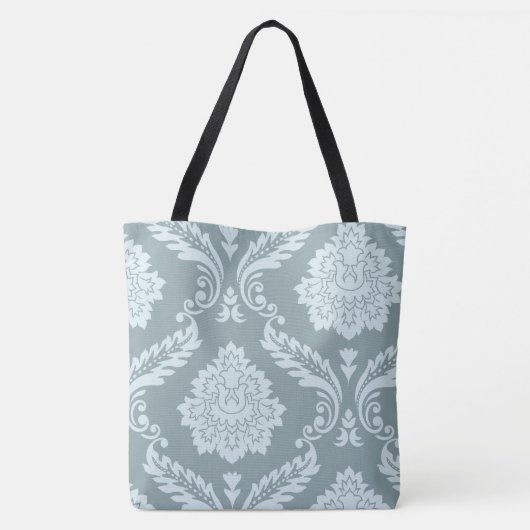 Rococo Damask Art I Duck Egg Blue+Teal Tote Bag (Achterkant)