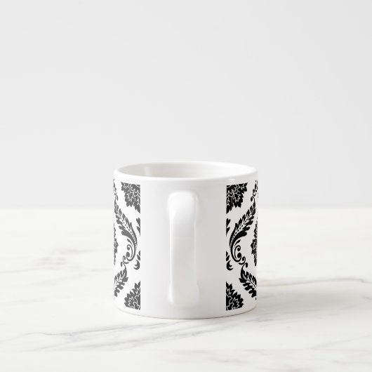 Rococo Damask Big Pattern Black on White Espresso Kop (Achterkant)