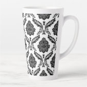 Rococo Damask Big Pattern Black on White Latte Mok (Rechts)