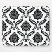 Rococo Damask Big Pattern Black on White Muismat (Voorkant)