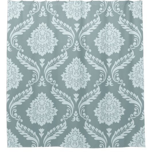 Rococo Damask Big Pattern Duck Egg Blue+Teal Douchegordijn (Voorkant)