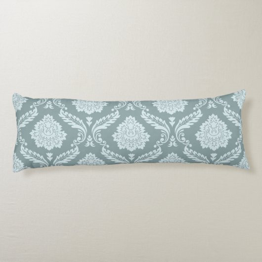Rococo Damask Big Pattern Duck Egg Blue+Teal Lichaamskussen (Achterkant)