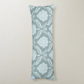 Rococo Damask Big Pattern Duck Egg Blue+Teal Lichaamskussen (Achterkant (Verticaal))