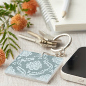 Rococo Damask Big Pattern Duck Egg Blue+Teal Sleutelhanger (Voorkant Rechts)