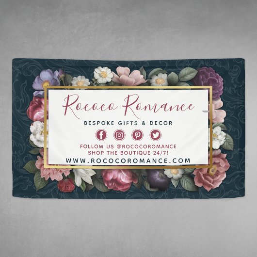 Rococo Damask & Elegant Floral Adverteren Display Spandoek