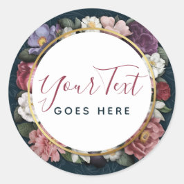 Rococo Damask & Elegant Floral Feminine Ronde Sticker