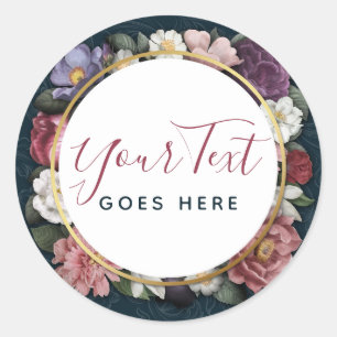 Rococo Damask & Elegant Floral  Feminine Ronde Sticker