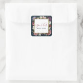 Rococo Damask & Elegant Floral  Feminine Vierkante Sticker (Tas)