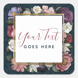 Rococo Damask & Elegant Floral  Feminine Vierkante Sticker